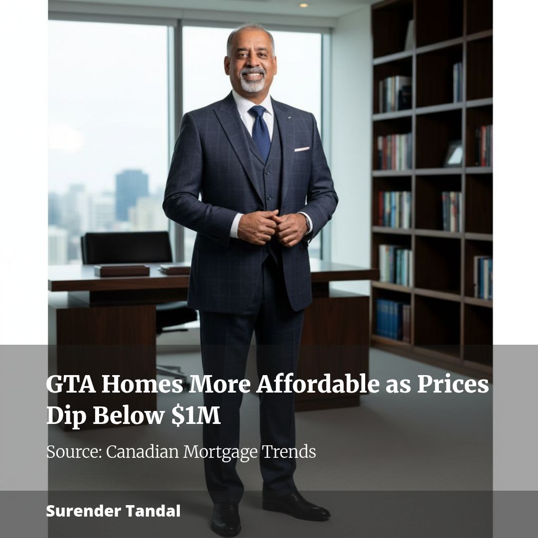 GTA Homes More Affordable as Prices Dip Below $1M